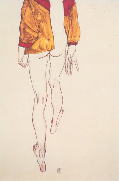 Standing Half-Nude with Brown Shirt by Egon Schiele